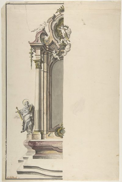 Projeto para Altar Edicular com São Paulo à Esquerda, meados do século XVIII. de Johann Georg Dirr