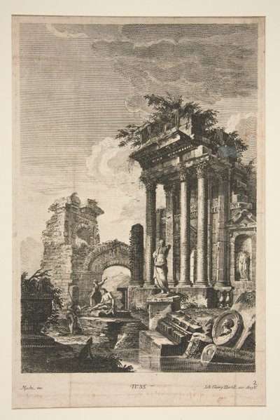 Capriccio com ruínas romanas de Johann Georg Hertel