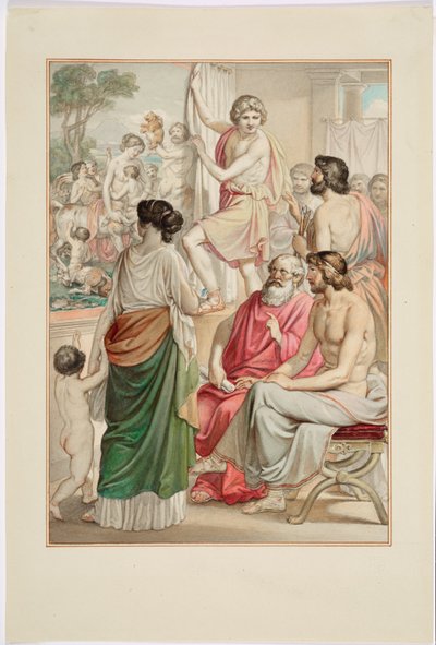 O pintor Zeuxis demonstra a sua pintura centauro de Johann Georg Hiltensperger