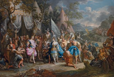 A rainha amazônica, Thalestris, no acampamento de Alexandre, o Grande de Johann Georg Platzer