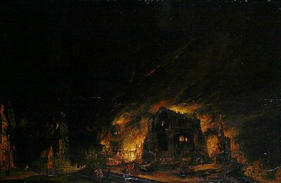 Fogo, c.1760 (óleo sobre madeira) de Johann Georg Trautmann