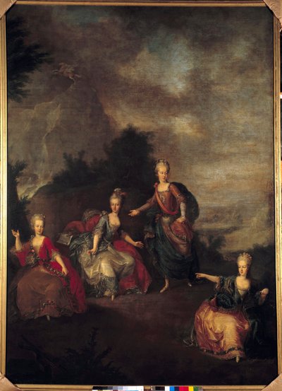 Representação da ópera italiana "Parnasso Confuso" de Christoph Willibald Gluck por ocasião do casamento de José II com Marie Josephine Antoinette de Baviere, no castelo de Schonbrunn (Schoenbrunn), em 24/01/1765 pelo arquiduque de Johann Georg Weikert