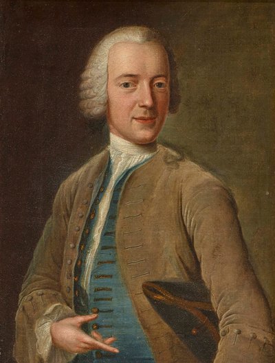 Auto-retrato, cerca de 1744 . de Johann Georg Ziesenis the Younger