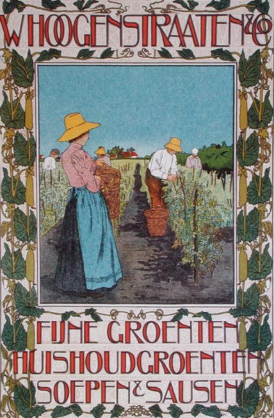 Colheita de ervilhas, cartaz publicitário 