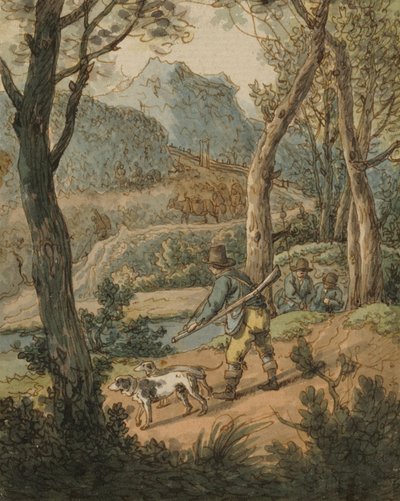 Caçador com dois cães de Johann Georg von Dillis