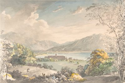Vista do Mosteiro em Tegernsee vista do nordeste, no final do século XVIII - meio do século XIX. de Johann Georg von Dillis