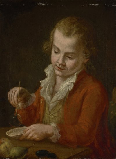Menino com bolhas de sabão de Johann Georg von Edlinger