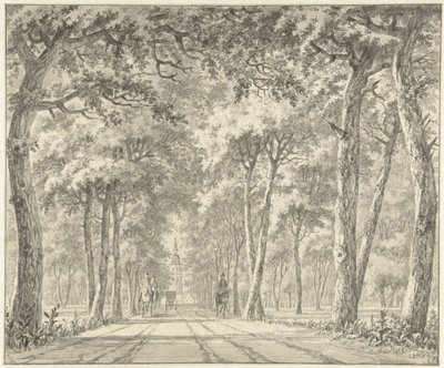 Vista de uma avenida com o Castelo de Karlsruhe de Johann Goll van Frankenstein (I)