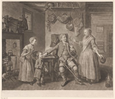 Retrato do ator David Garrick no papel de um agricultor voltando para casa de Johann Gottfried Haid