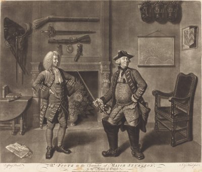 Sr. Foote no personagem do major esturjão, no prefeito de Garrat de Johann Gottfried Haid after Johann Zoffany