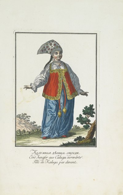 Uma Donzela de Kaluga em Vestido Festivo de Johann Gottlieb Georgi