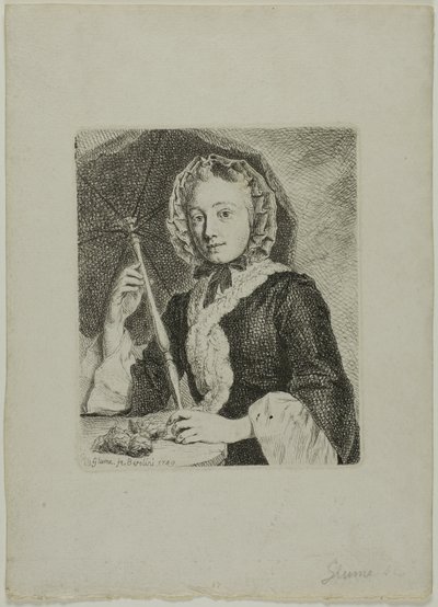 Mulher com um guarda-sol (Sra. Friedrich Christian Glume, cunhada do artista) de Johann Gottlieb Glume