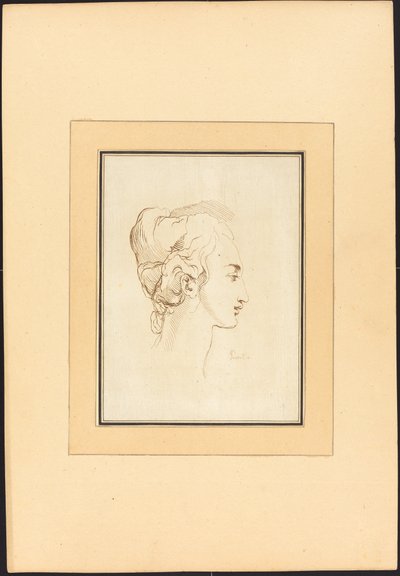 Cabeça de uma mulher de Johann Gottlieb Prestel after Guercino