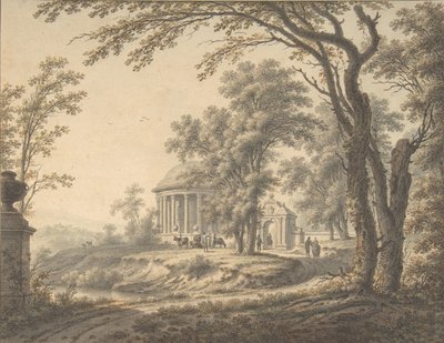 Idyllic Landscape com Temple, 1770. de Johann Heinrich Muntz