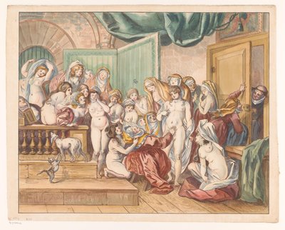Abdes descobre um jovem entre suas freiras despidas de Johann Heinrich Ramberg (atelier)