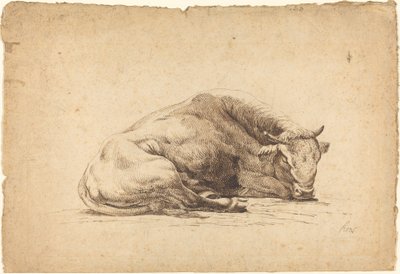 Um touro dormindo de Johann Heinrich Roos