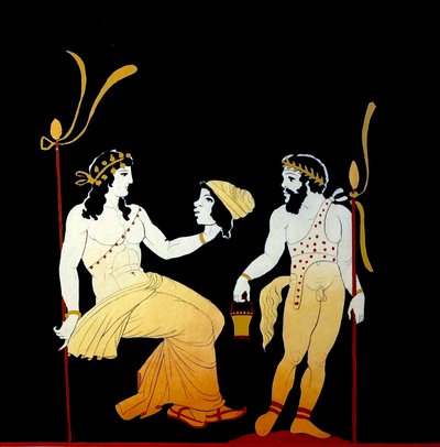 Dionísio segurando a máscara c.1796 (Gravação em Placa de Cobre) de Johann Heinrich Wilhelm Tischbein