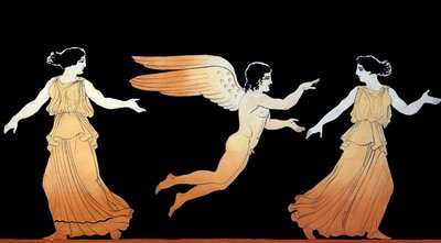 Eros perseguindo duas mulheres c.1796 (Gravação em Placa de Cobre) de Johann Heinrich Wilhelm Tischbein