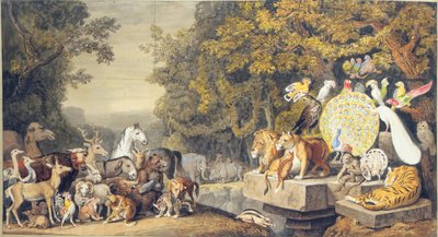 A Corte dos Animais, ilustração do Canto IV de Reineke Fuchs, de Goethe de Johann Heinrich Wilhelm Tischbein