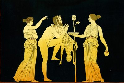 Dois maenads oferecem vinho a Dionysos c.1796 de Johann Heinrich Wilhelm Tischbein