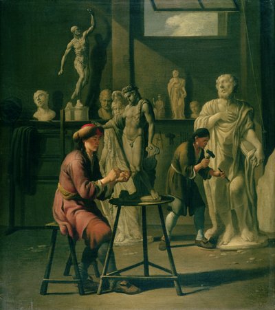 Interior de um estúdio de escultores de Johann Heiss