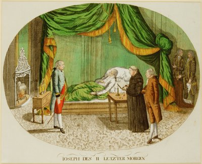 A última manhã do Imperador José II (gravura a cores) de Johann Hieronymus Loeschenkohl