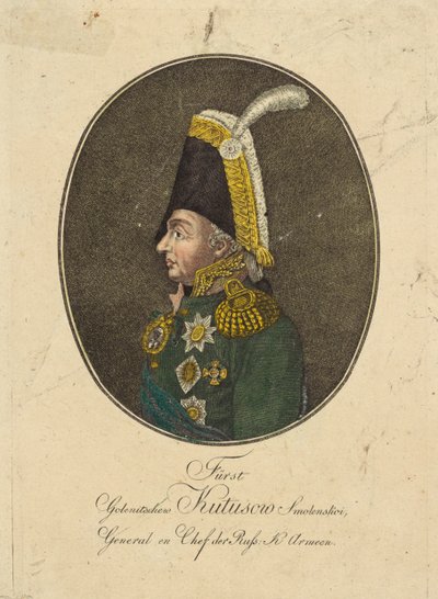 Retrato do Marechal de Campo Príncipe Mikhail Kutuzov 1745-1813, c. 1790. de Johann Hieronymus Loeschenkohl