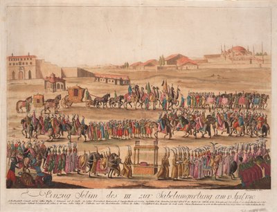 A entrada do sultão Selim III no Girding the Saber em 13 de abril de 1789, 1789 de Johann Hieronymus Loeschenkohl