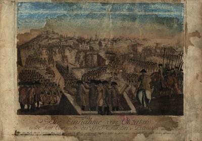 A captura de Ochakov pelo príncipe Grigory Potemkin em 17 de dezembro de 1788, 1788. de Johann Hieronymus Loeschenkohl
