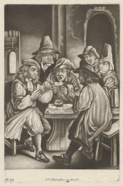 Homens a jogar às cartas de Johann Jacobus Haid