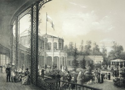 A estação ferroviária em Pavlovsk, 1840-1850. de Johann Jakob Meier