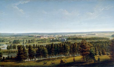Palace Park como visto do Palácio Gatchina, década de 1790. de Johann Jakob Mettenleiter