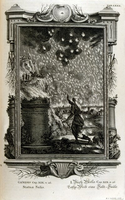 A esposa de Lot transforma-se num pilar de sal de Johann Jakob Scheuchzer