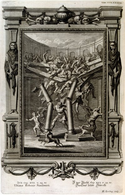 Sansão destrói o Templo de Baal de Johann Jakob Scheuchzer