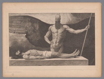 Cristo no sarcófago com um anjo Der Triumph der Finsternis (título no objeto) Sete representações místicas (título da série) de Johann Jakob Weber