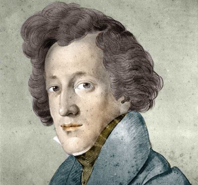 Retrato de Felix Mendelssohn Bartholdy (1809-1847), compositor e maestro alemão. Ilustração do desenho de Johann Joseph Schmeller. de Johann Joseph Schmeller