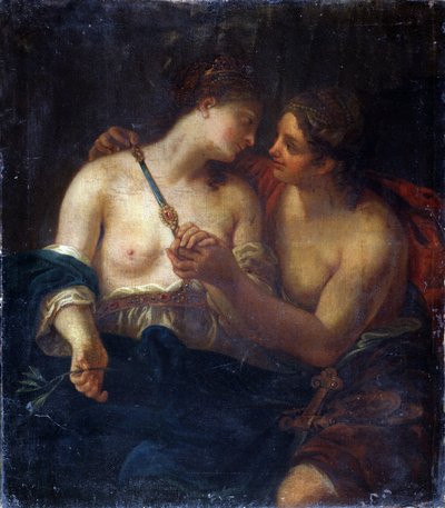 Alegoria da Paz. (Alegoria da Paz). Amizade entre duas mulheres. Pintura de Johann Karl Loth (1632-1698). Óleo sobre tela. Pushkin Museum of Fine Arts, Moscovo de Johann Karl Loth