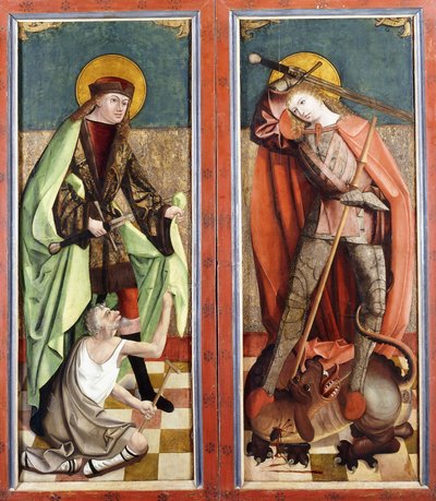 São Martinho e o Mendigo; e São Jorge e o Dragão - as asas de um retábulo, de Johann Koerbecke