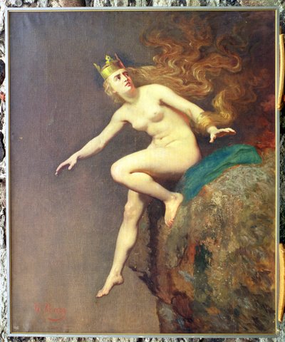 Lorelei, um estudo para a pintura A imprecação de Lorelei pelos monges, 1887 de Johann Koler