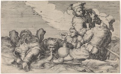 Cinco irmãos bebendo de Johann Liss (attributed to)