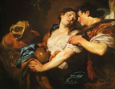 Um pecador arrependido se afastando da Tentação e ofereceu uma Palma da Salvação por um Anjo, de Johann Liss or Lis or von Lys