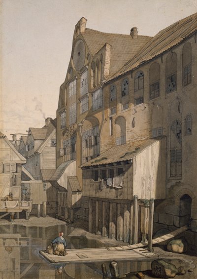 Lado Norte do St. Johannis Klosters em Hamburgo (wc no papel) de Johann Martin Gensler