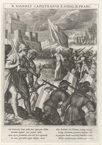 São João de Capistrano lidera as forças cristãs no cerco de Belgrado, 1615 de Johann Matthias Kager