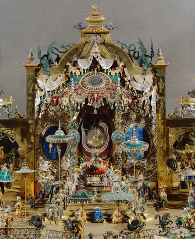 A corte de Deli no aniversário do Grande Moghul Aureng-Zeb ... (ouro e esmalte) de Johann Melchior Dinglinger