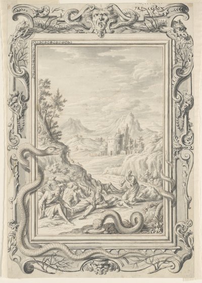 Estudo para Serpentes Enviadas para Destruir os Pecadores, Placa 360, Physica Sacra de Johann Melchior Füssli
