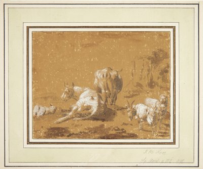 Paisagem com vacas e cabras de Johann Melchior Roos