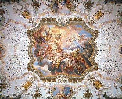 A sabedoria e a boa consciência triunfam sobre o vício ... (mármore) de Johann Michael Rottmayr