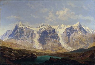 Wetterhorn, Mettenberg e Eiger com as duas geleiras de Grindelwald no meio de Johann Michael Sattler