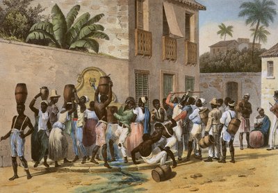 Portadores de água, gravados por Deroi, pub. por Engelmann and Company, Paris, 1835 (lito colorido à mão) de Johann Moritz Rugendas
