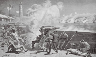 O bombardeamento de Alexandria (litografia) de Johann Nepomuk (after) Schonberg